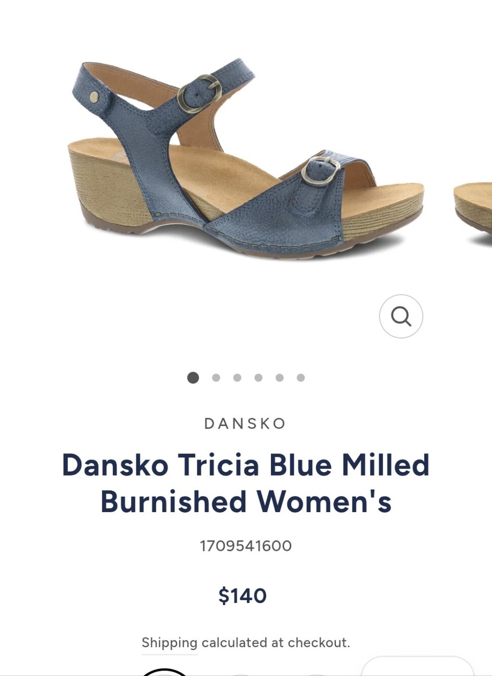 Dansko Tricia Women's Blue Leather Wedge Sandal
